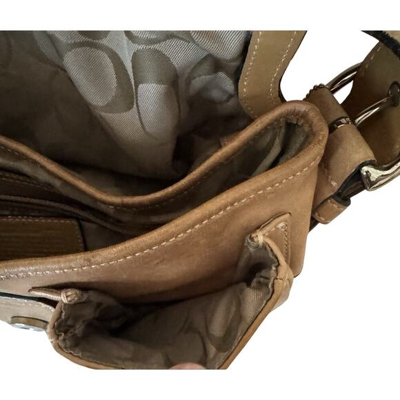 COACH Vintage Soho Leather Flap Bag Camel Brown Purse Y2K - Picture 15 of 16